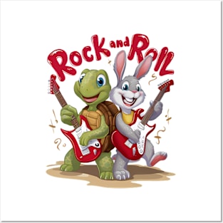 Musical Reptile and Hare Rock Out Roll Posters and Art